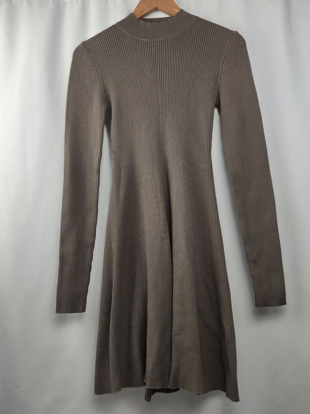 Gap Mockneck Rib Sweater Mini Dress M Tall Plymouth Rock Brown